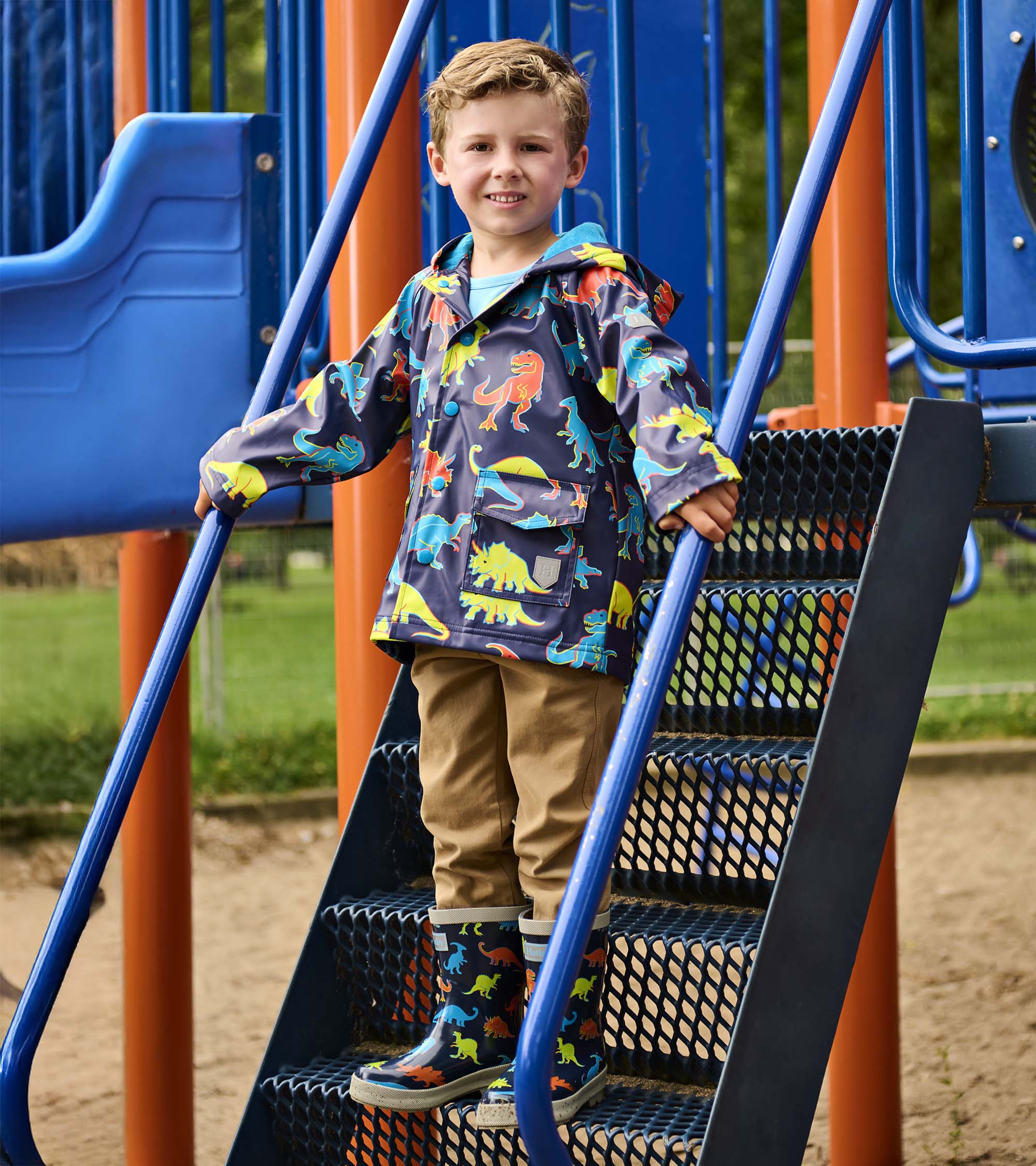 Boys Neon Dinos Rain Jacket | Hatley For Boys