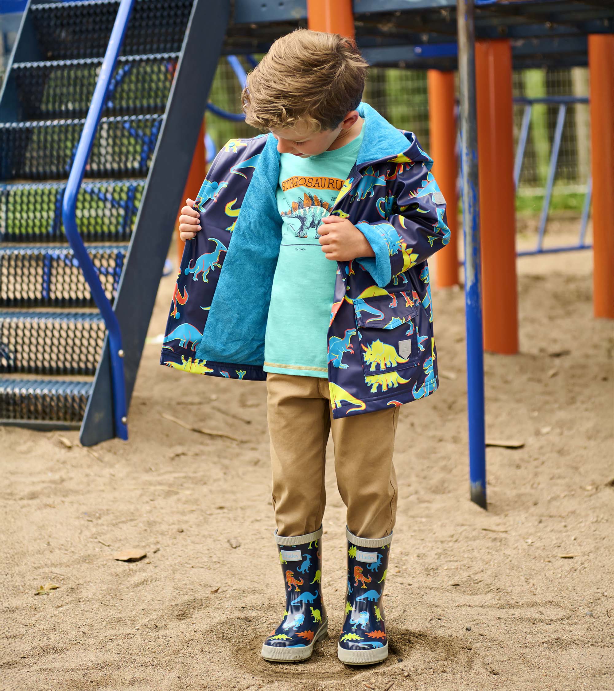 Boys Neon Dinos Rain Jacket | Hatley For Boys