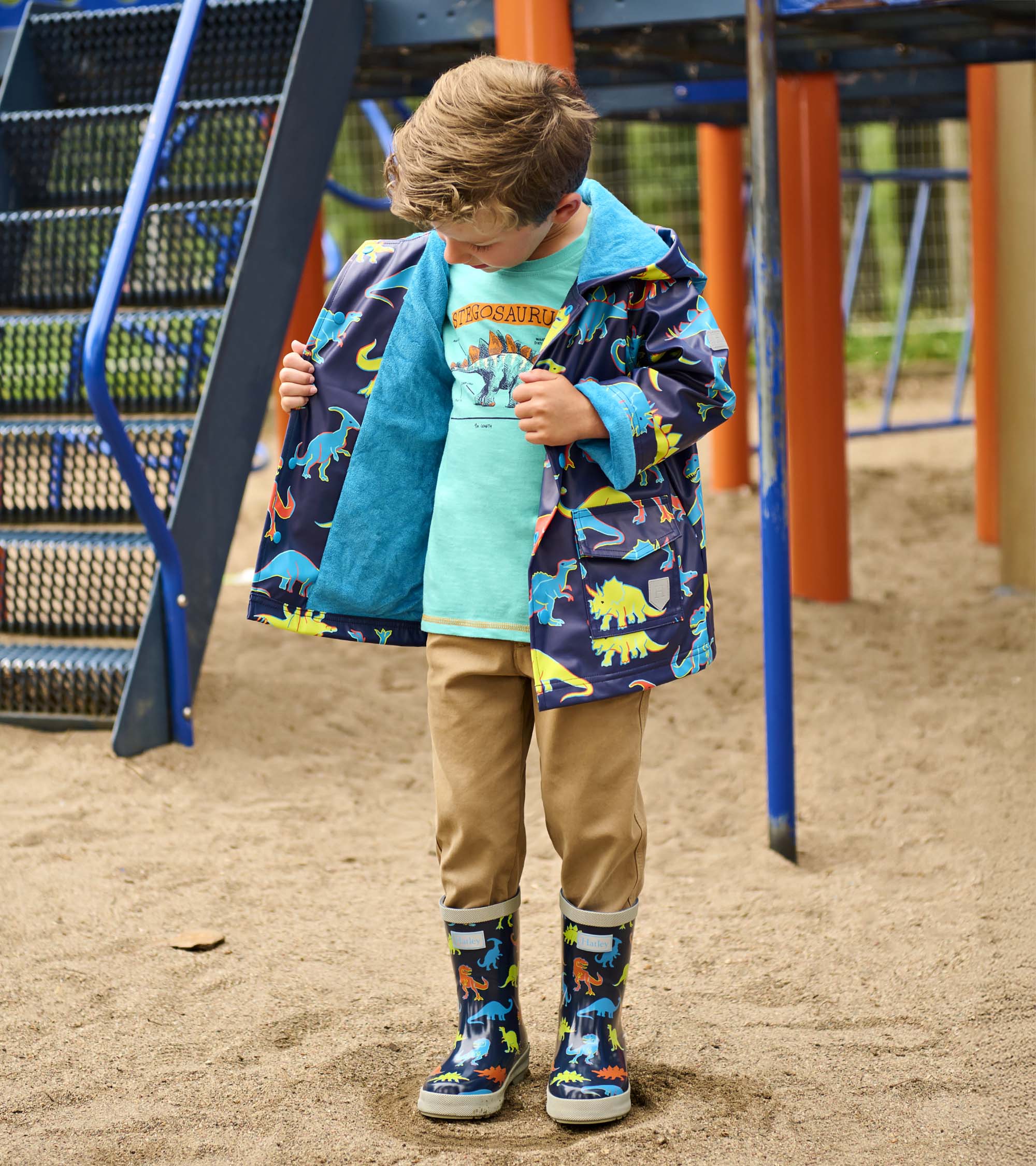 Boys Neon Dinos Rain Jacket | Hatley For Boys