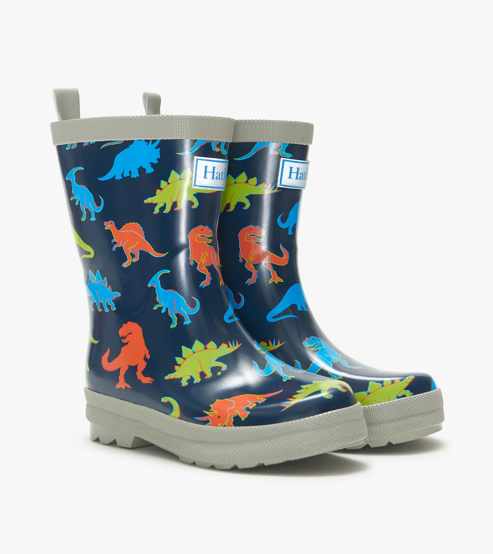 Boys Neon Dinos Shiny Rain Boots | Hatley Discount Boys