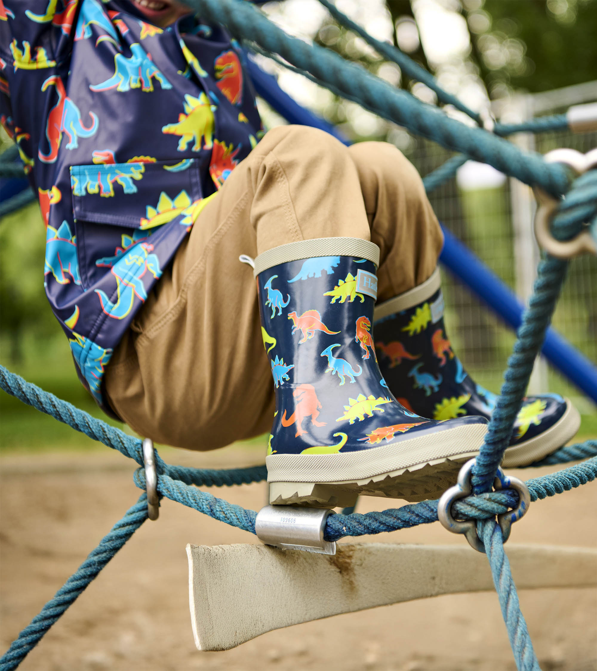 Boys Neon Dinos Shiny Rain Boots | Hatley Discount Boys