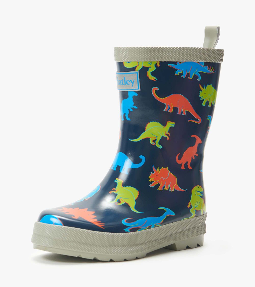 Boys Neon Dinos Shiny Rain Boots | Hatley Discount Boys