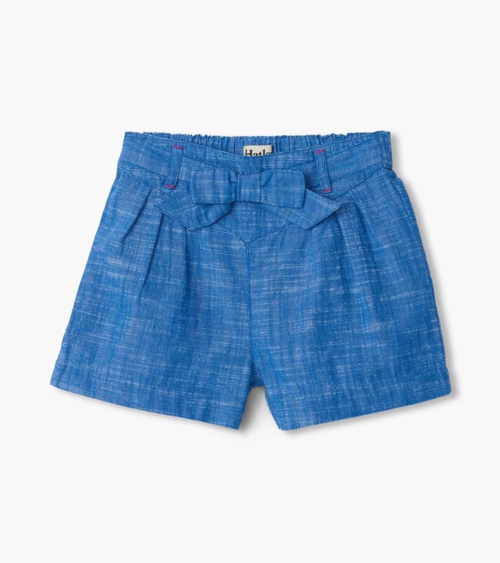 Hatley Bottoms | Girls Girls Belted Chambray Paper Bag Shorts