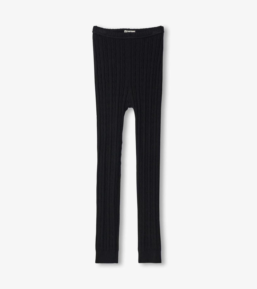 Hatley Bottoms | Girls Girls Black Cable Knit Leggings