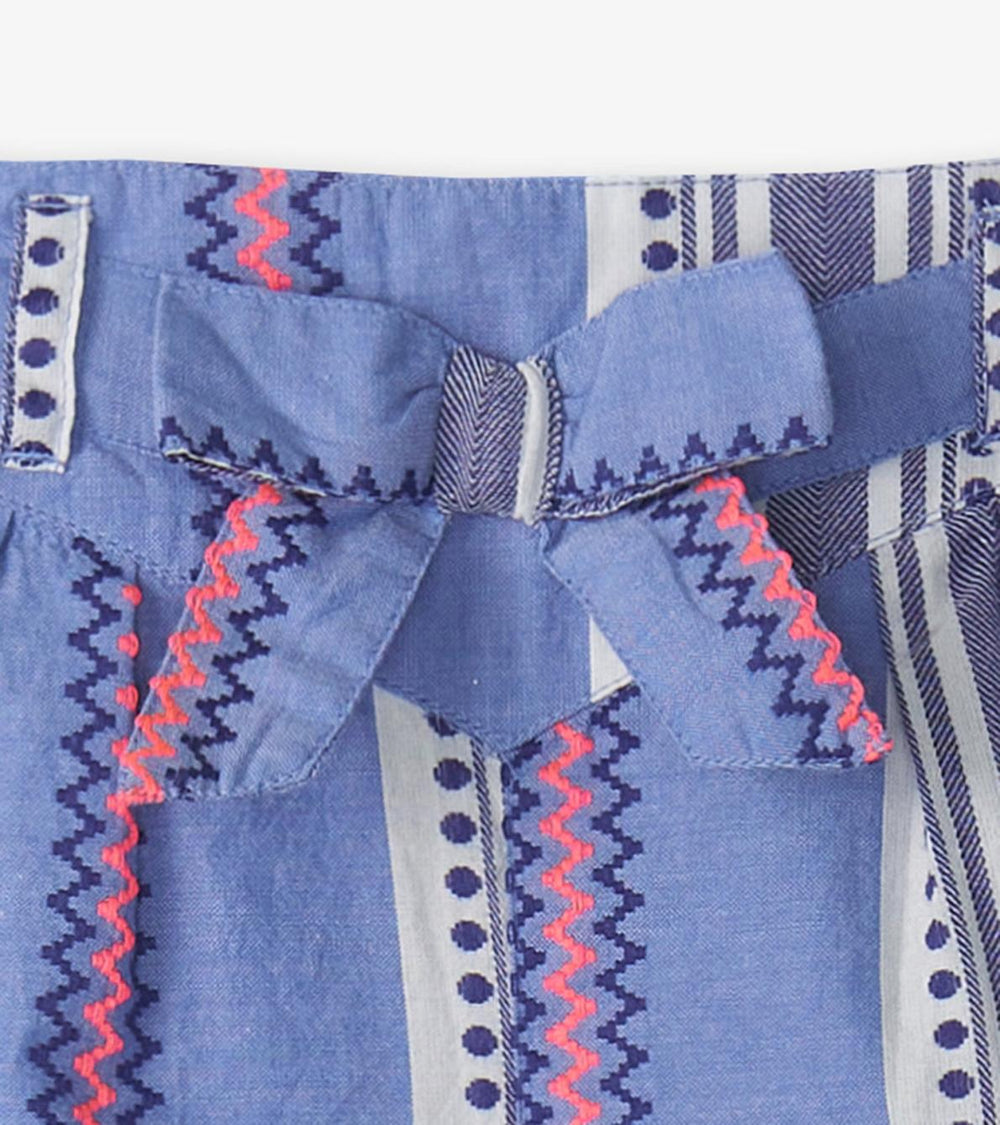 Hatley Bottoms | Girls Girls Boho Stripe Paper Bag Shorts