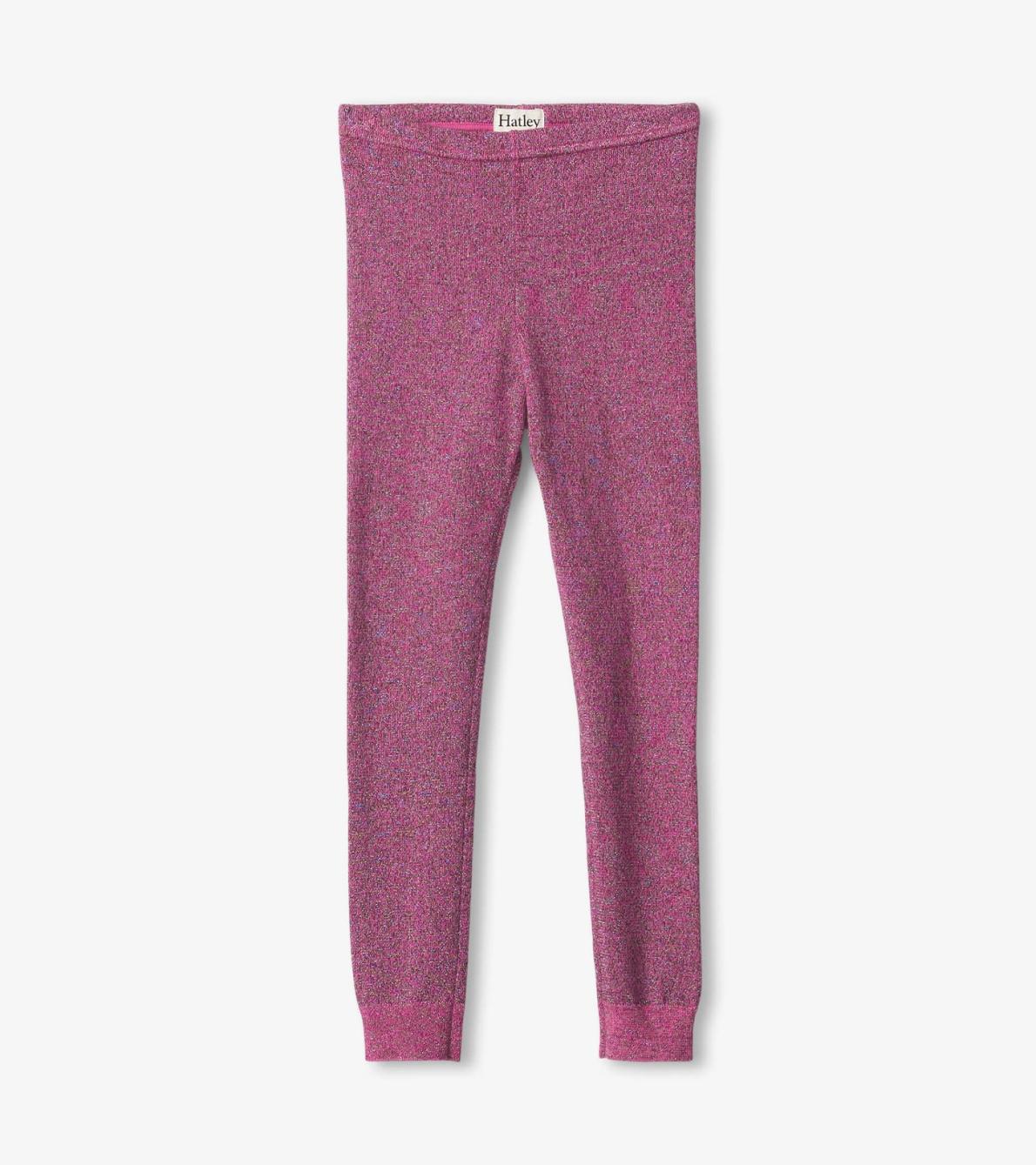 Hatley Bottoms | Girls Girls Pink Glitter Knit Leggings