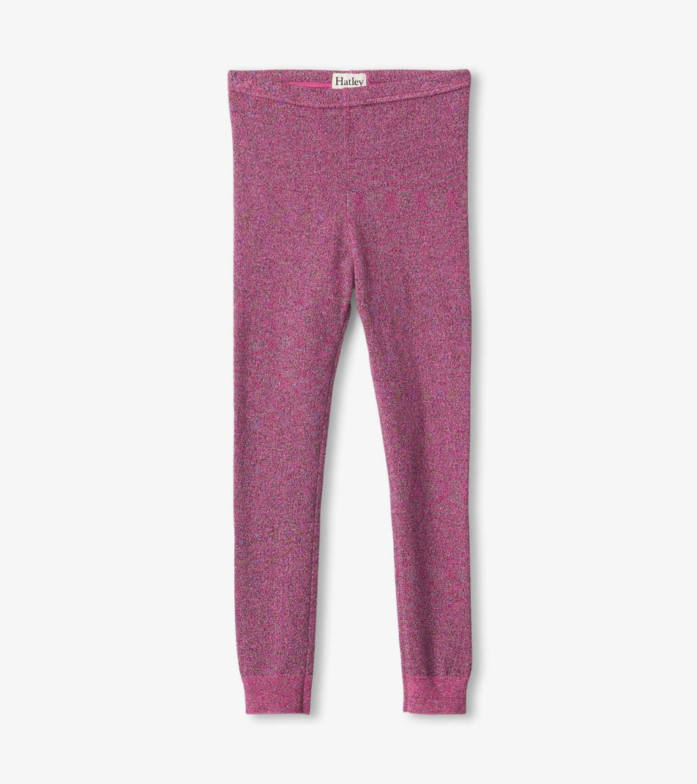 Hatley Bottoms | Girls Girls Pink Glitter Knit Leggings