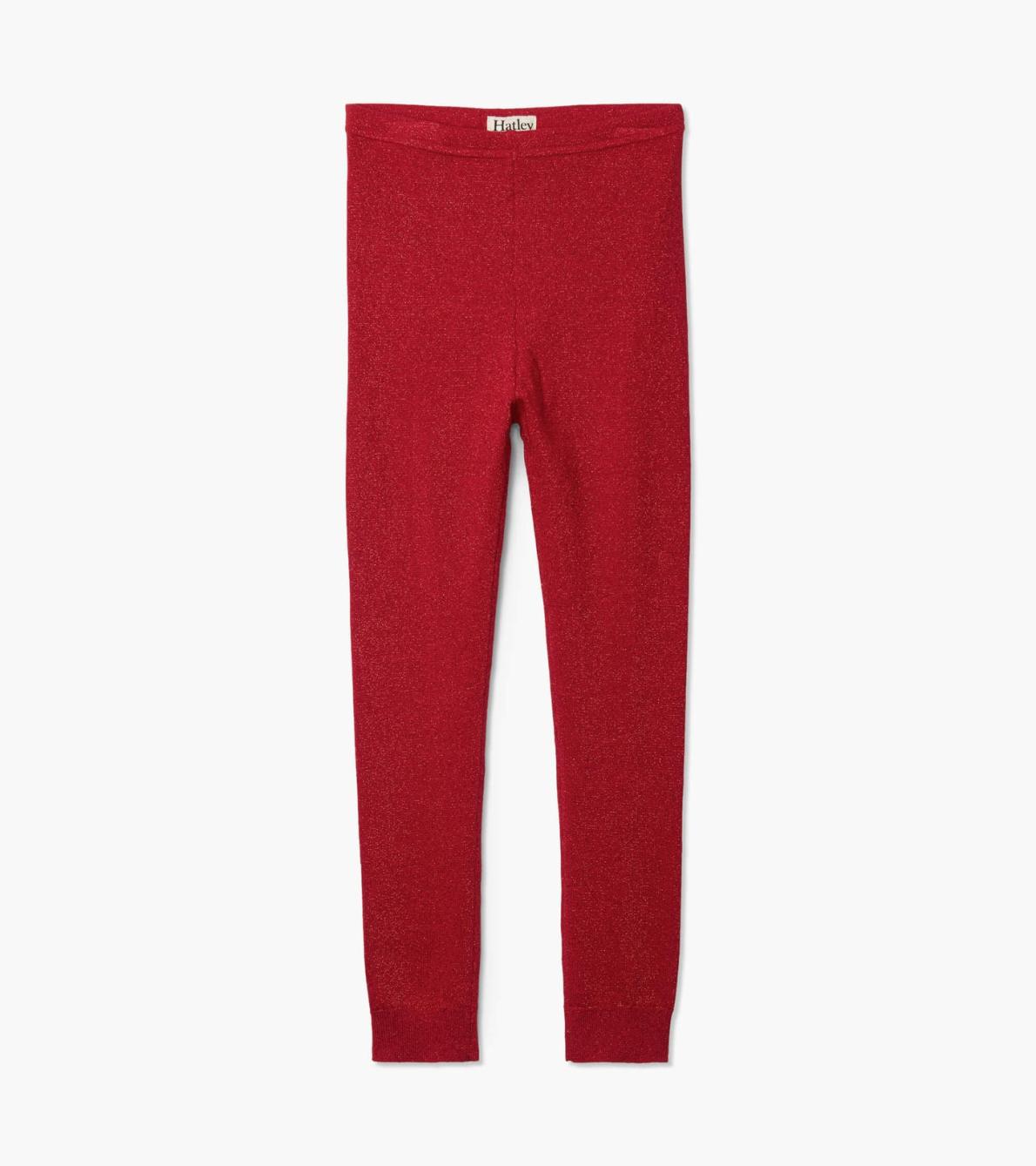 Hatley Bottoms | Girls Girls Red Shimmer Knit Leggings