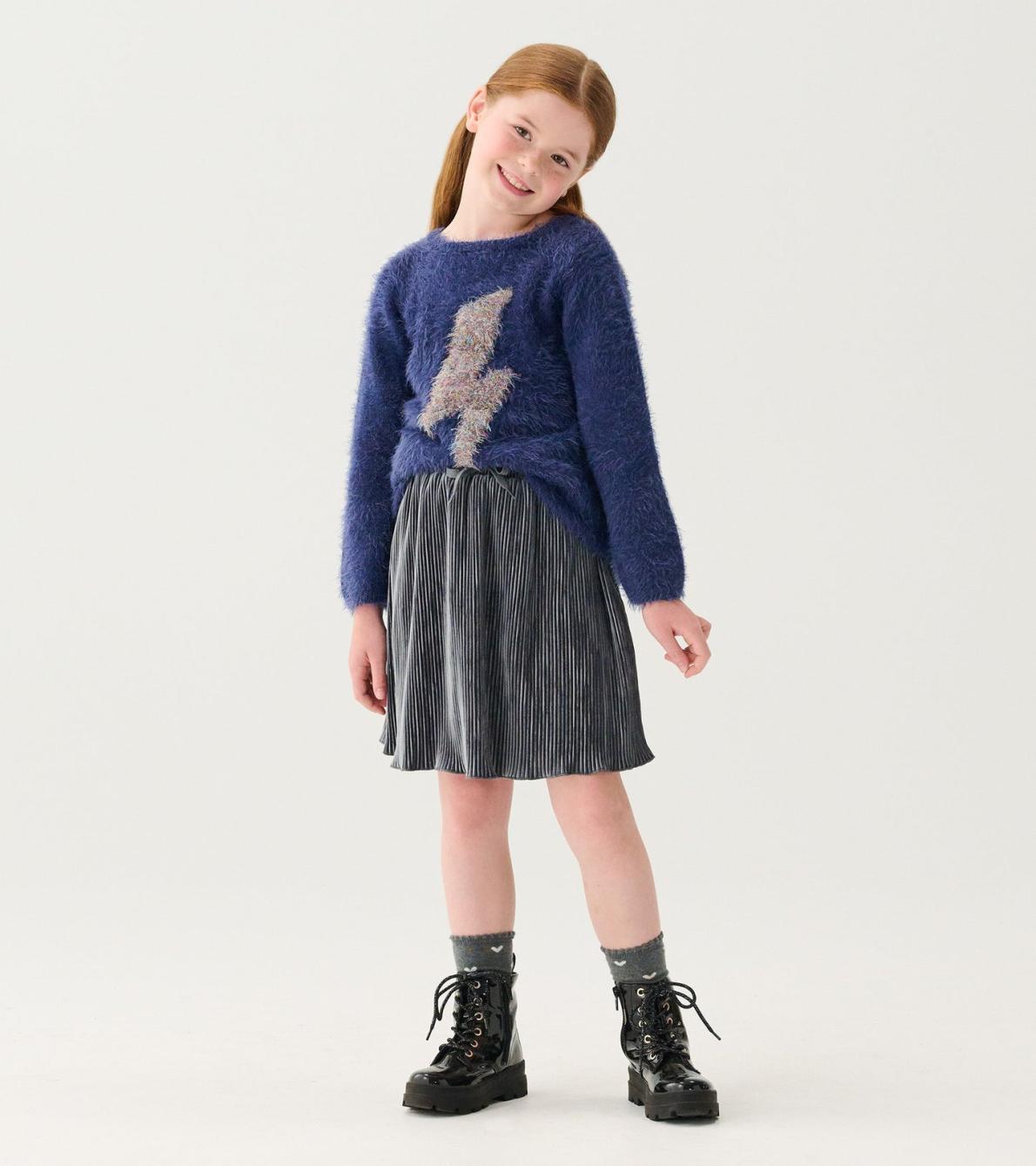 Hatley Bottoms | Girls Girls Silver Shine Pleated Velour Skirt