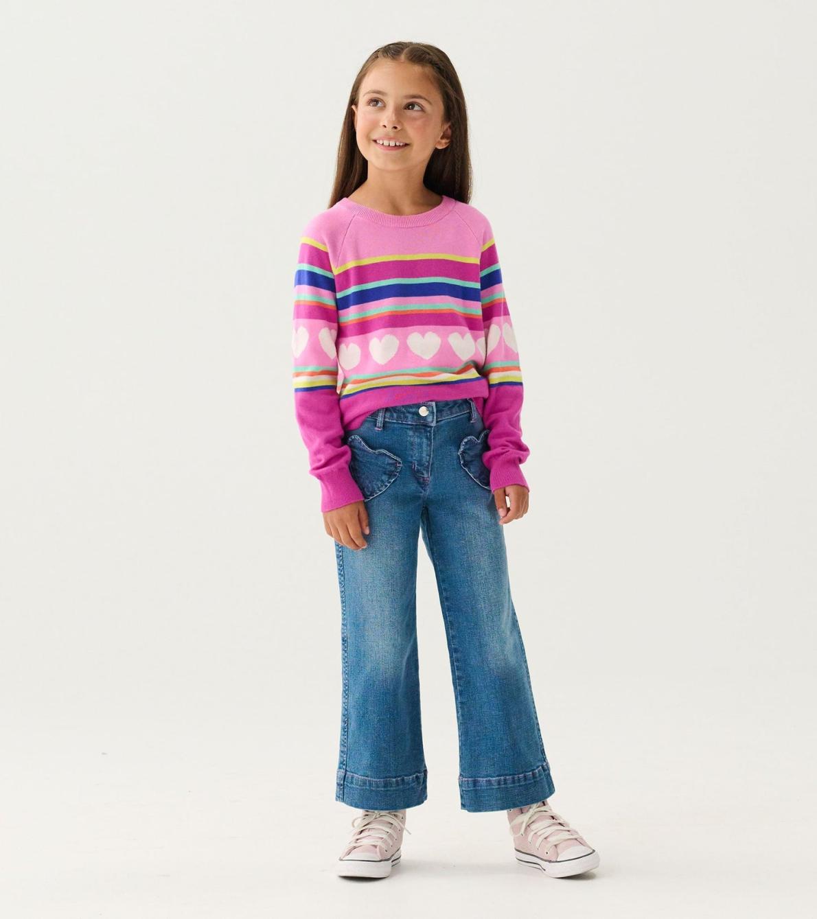 Hatley Bottoms | Girls Girls Stretch Denim Wide Leg Pants