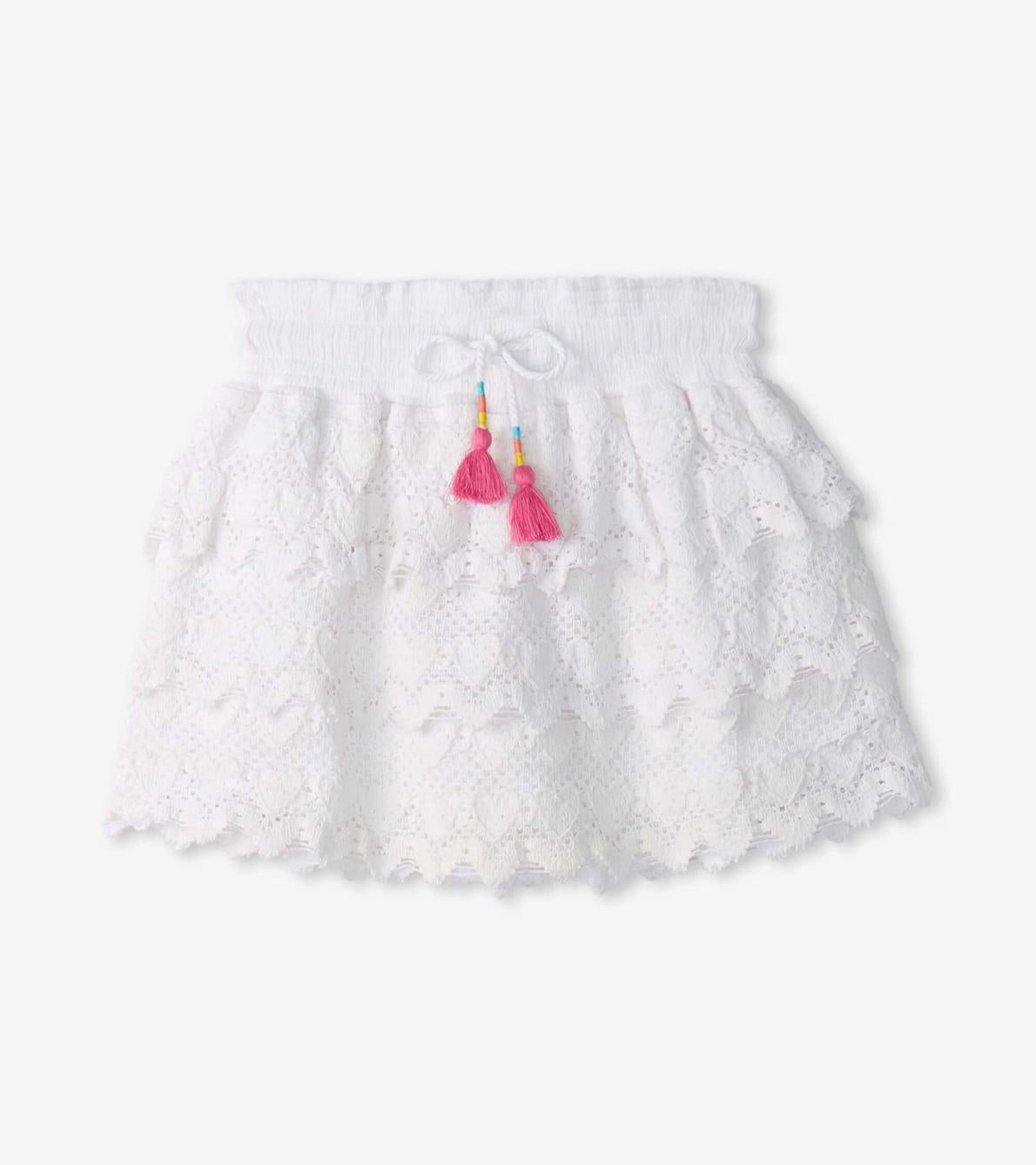Hatley Bottoms | Girls Girls White Hearts Floaty Skort