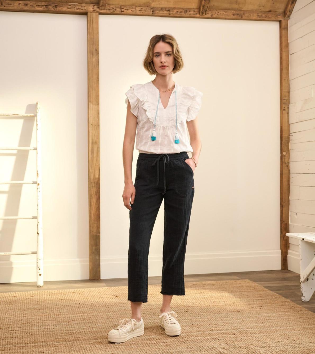 Hatley Bottoms | Women Ally Bonded Gauze Joggers - Black