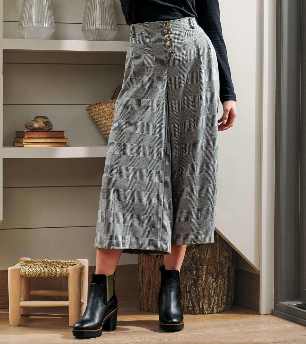 Hatley Bottoms | Women Charlie Wide Leg Pants - Houndstooth