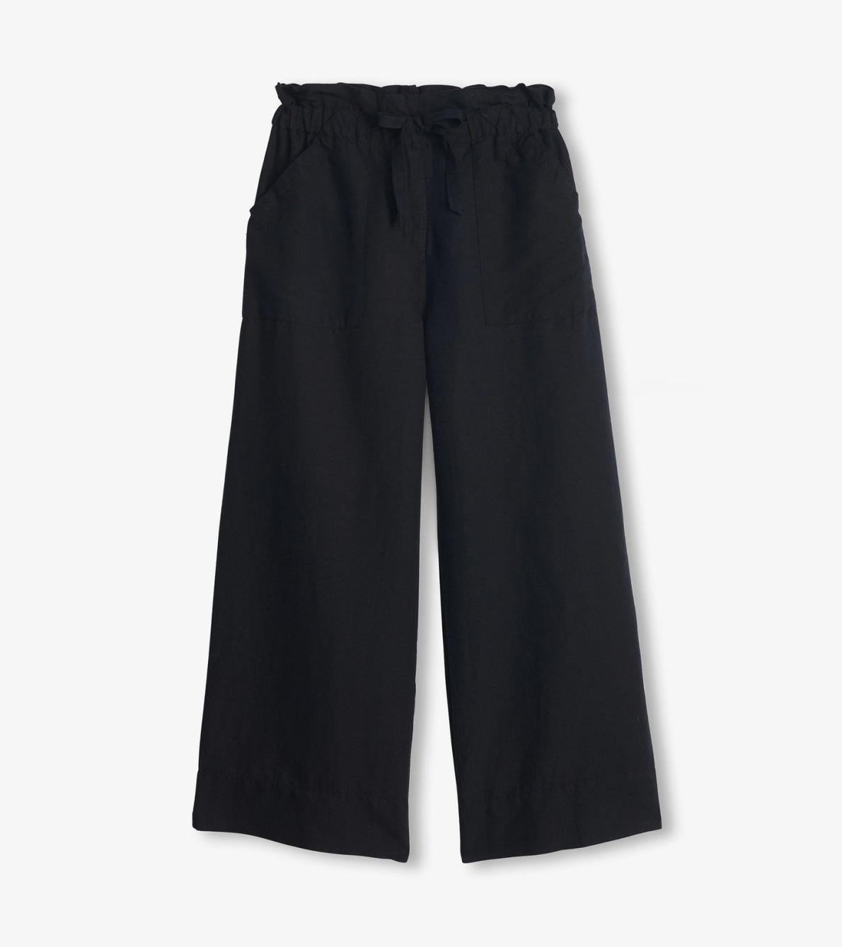 Hatley Bottoms | Women Tie Front Pants - Caviar Linen