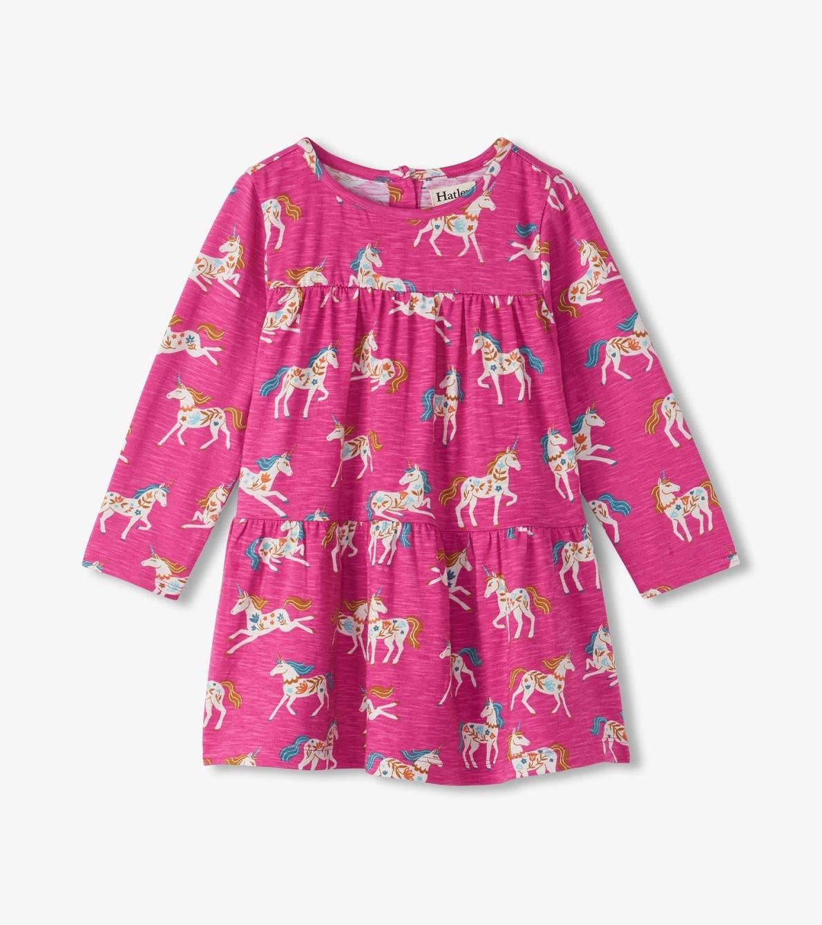 Hatley Dresses | Baby &amp; Toddler Baby &amp; Toddler Girls Folksy Unicorns Gathered Tiered Dress