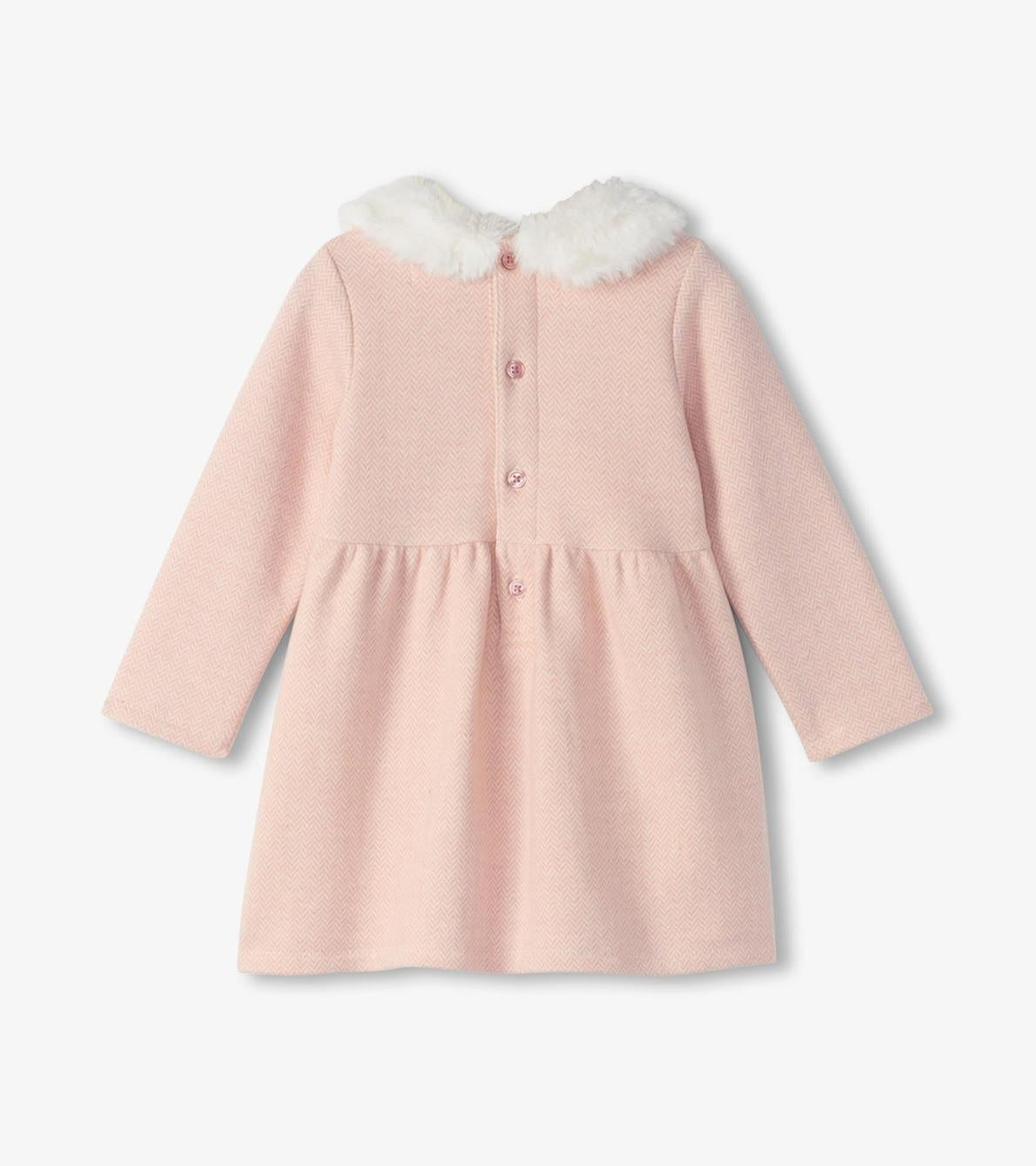 Hatley Dresses | Baby &amp; Toddler Baby &amp; Toddler Girls Rose Elegance Herringbone Fur Trim Dress