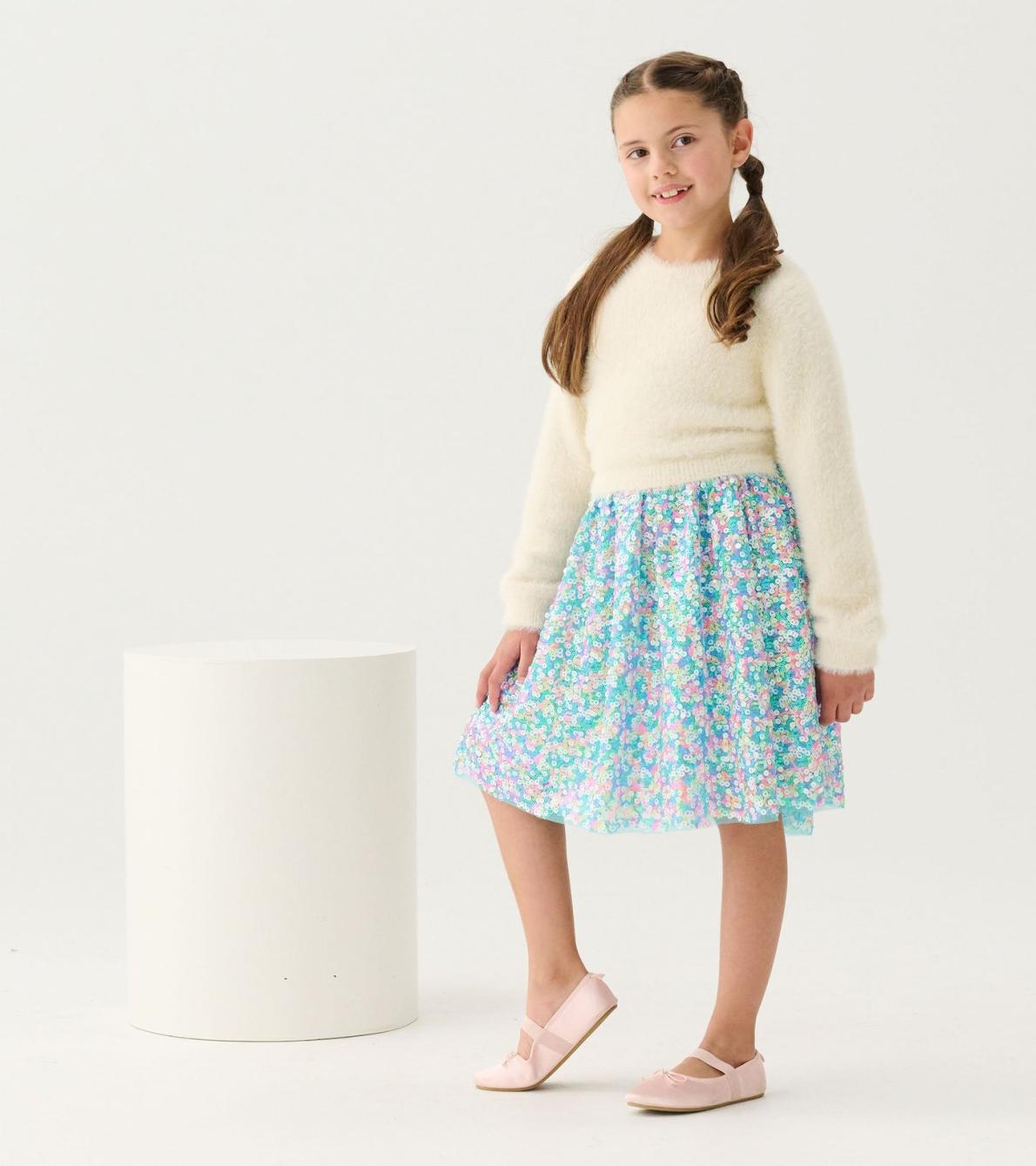 Hatley Dresses | Girls Girls Cami Lace Fuzzy Mixed Sequin Skirt Dress