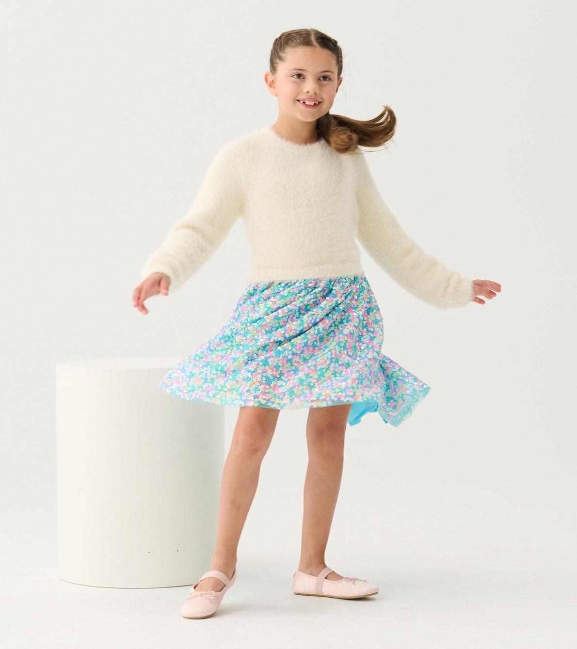 Hatley Dresses | Girls Girls Cami Lace Fuzzy Mixed Sequin Skirt Dress