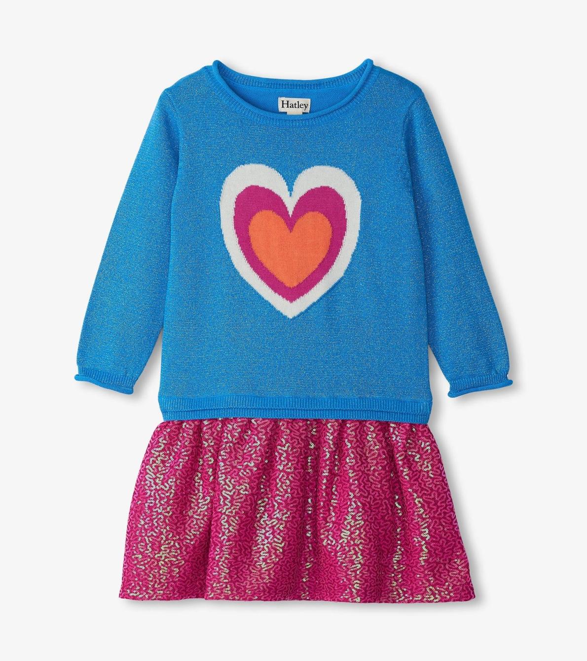 Hatley Dresses | Girls Girls Hearts Dropped Waist Sweater Dress