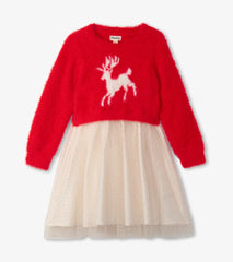 Hatley Dresses | Girls Girls Holiday Deer Mix Media Dress