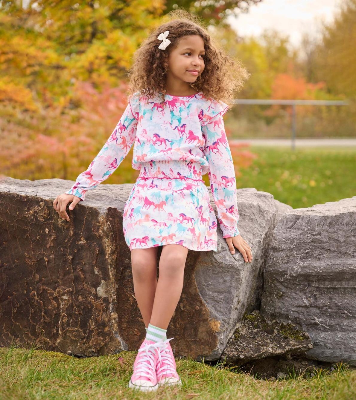 Hatley Dresses | Girls Girls Pretty Horses Smocked Waist Dress