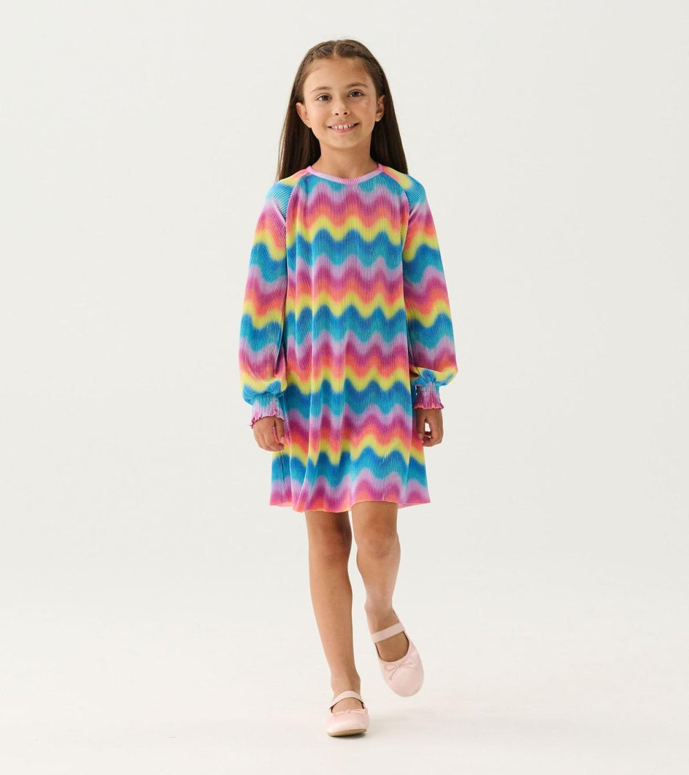 Hatley Dresses | Girls Girls Rainbow Wave Pleated A-Line Dress