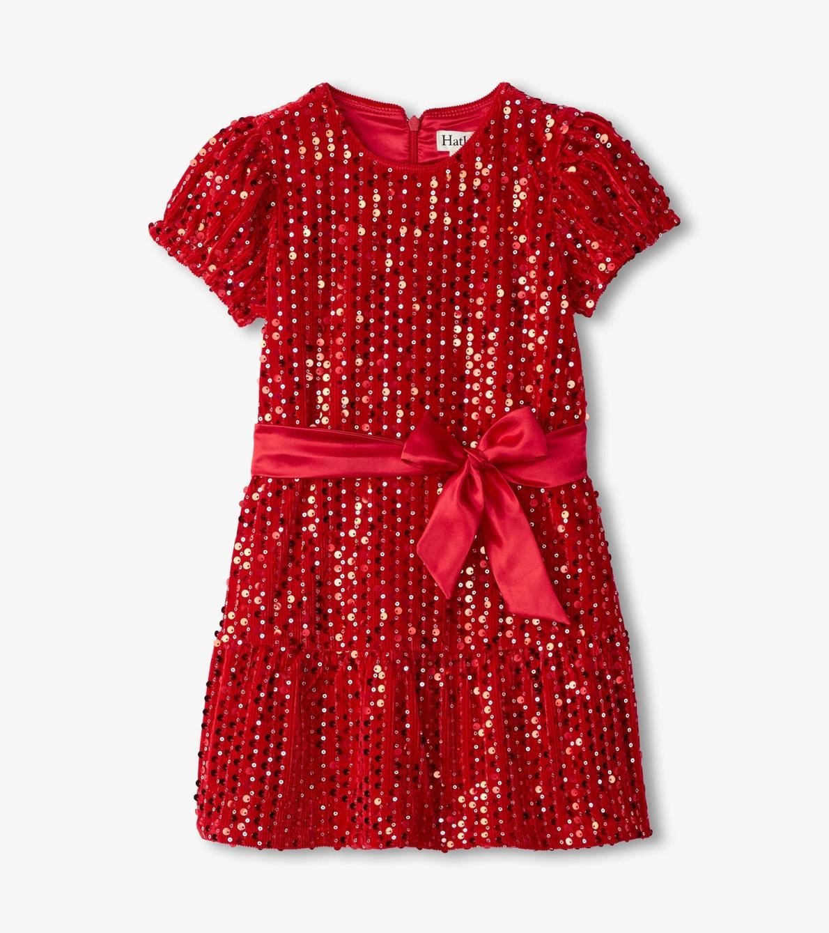 Hatley Dresses | Girls Girls Red Sequins Velvet Dress