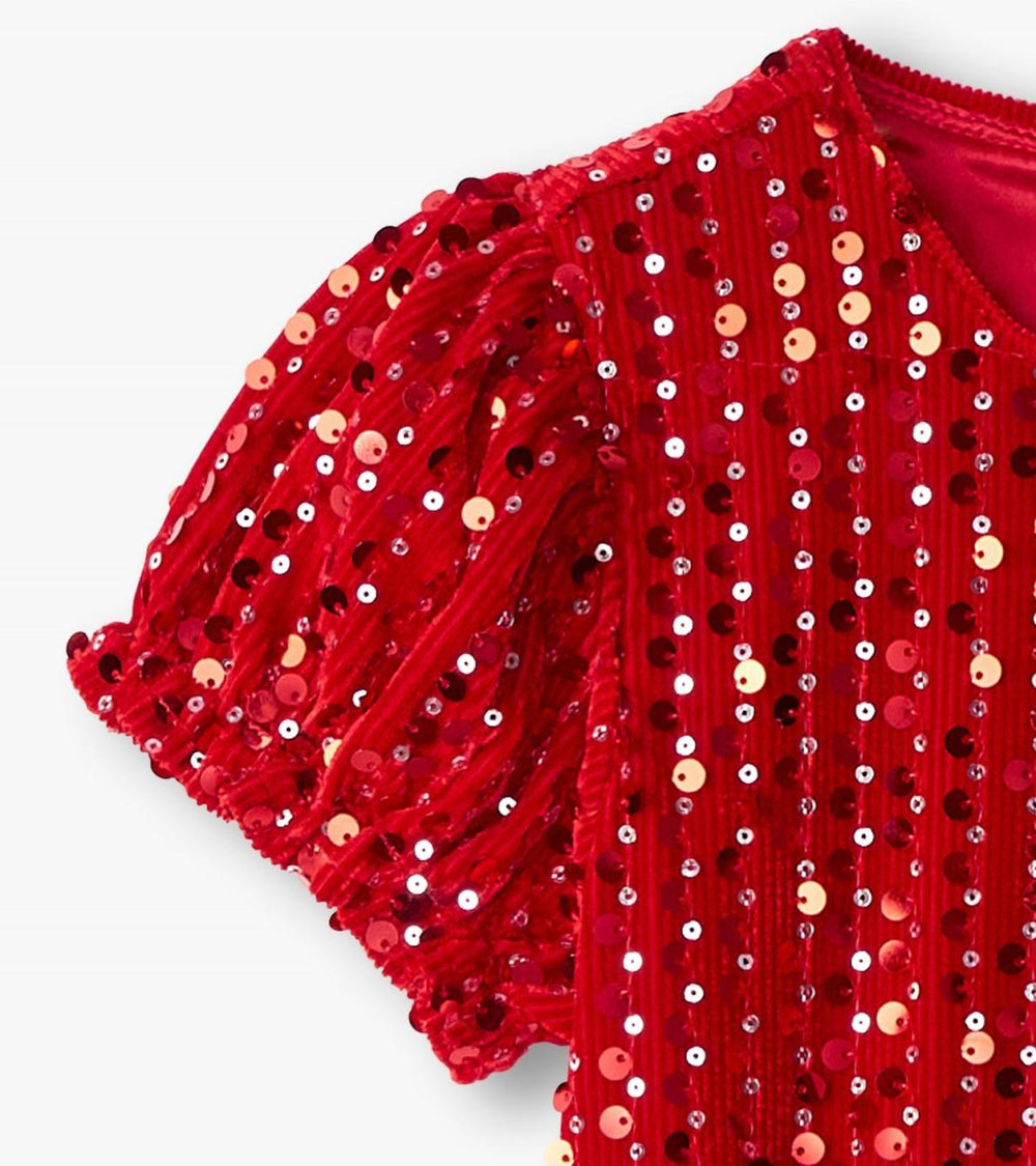 Hatley Dresses | Girls Girls Red Sequins Velvet Dress