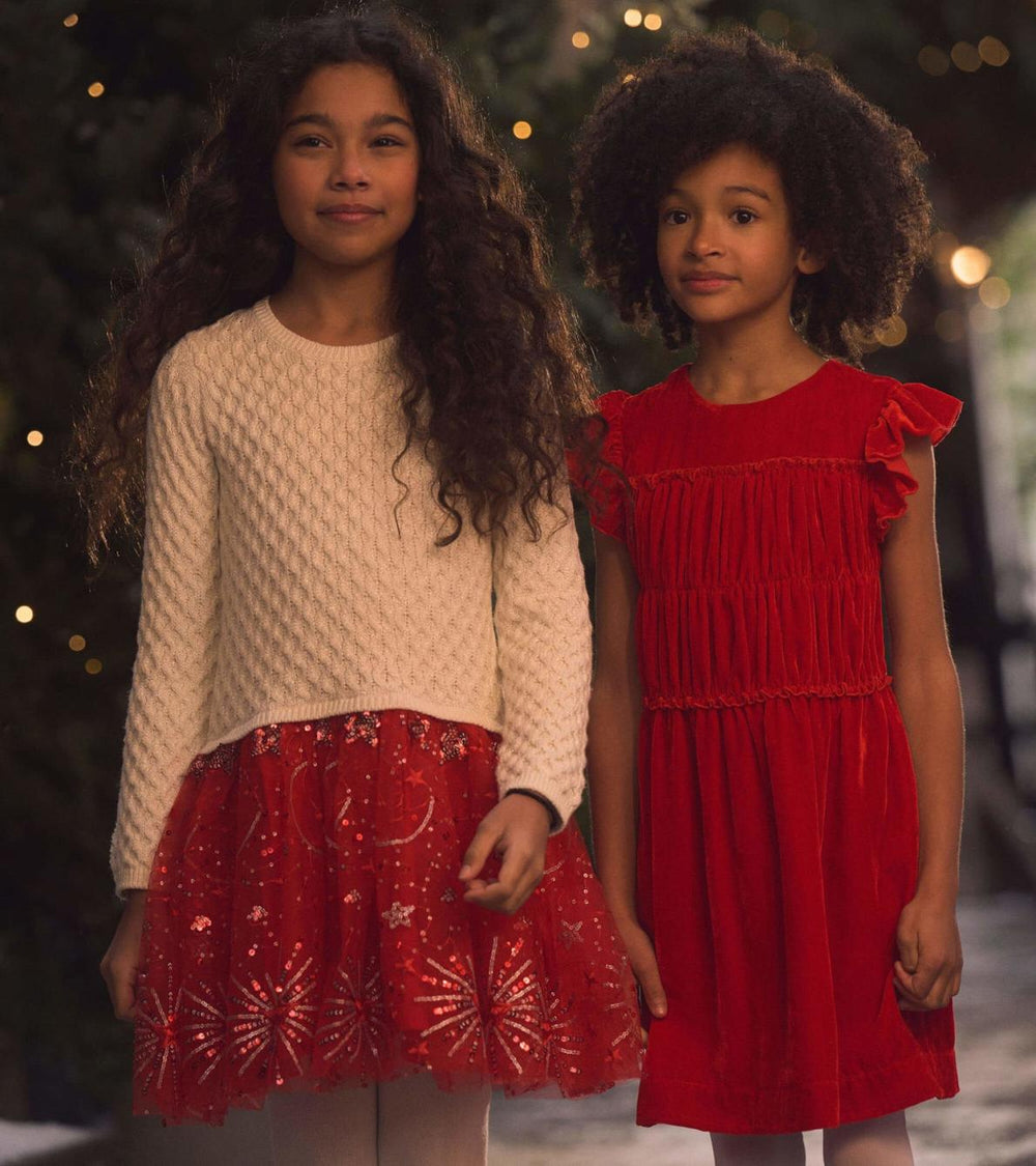 Hatley Dresses | Girls Girls Red Velvet Smocked Panel Dress