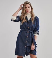 Hatley Dresses | Women Denim Shirt Dress - Dark Wash