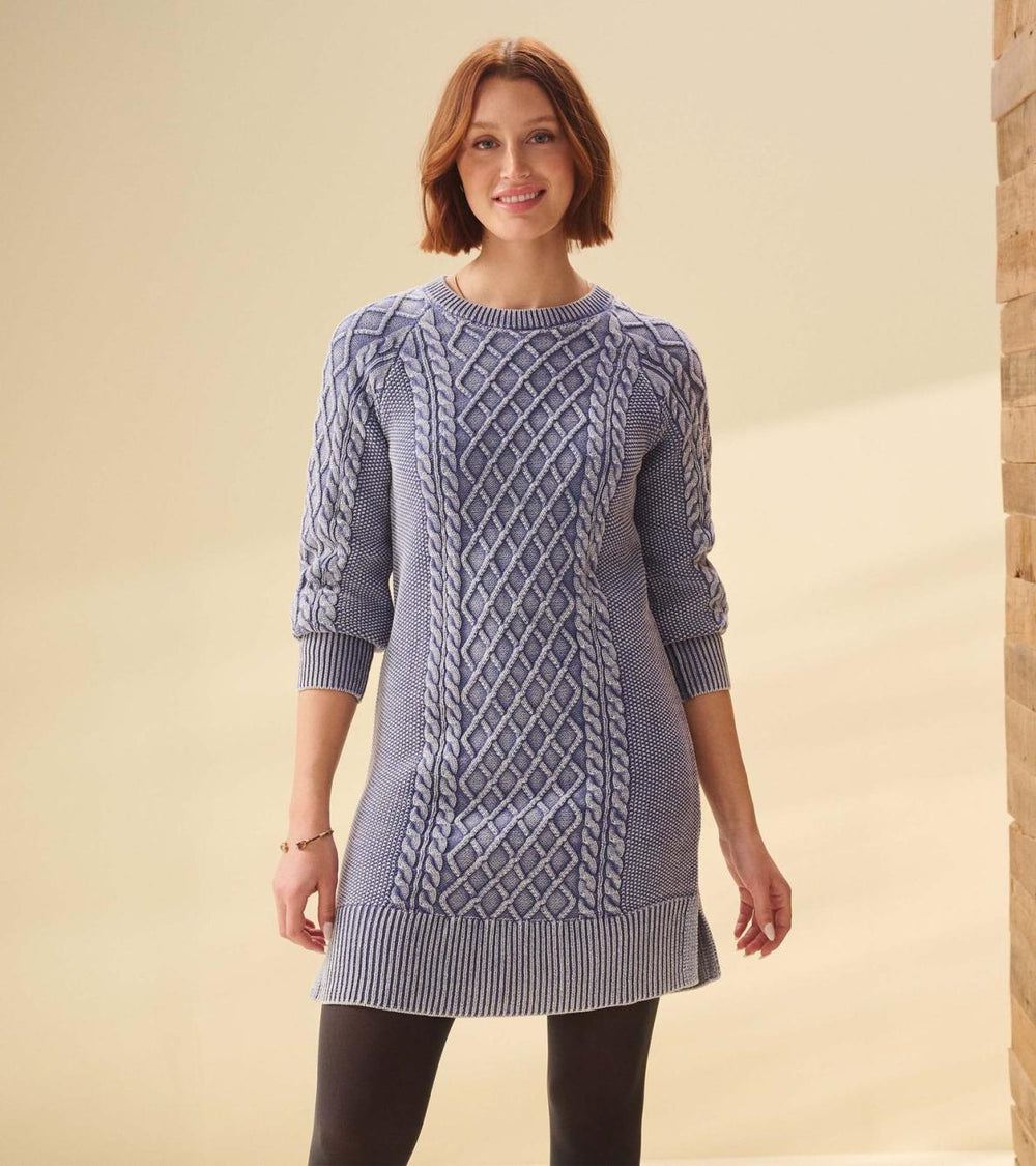 Hatley Dresses | Women Juliet Cable Knit Dress - Bleached Denim