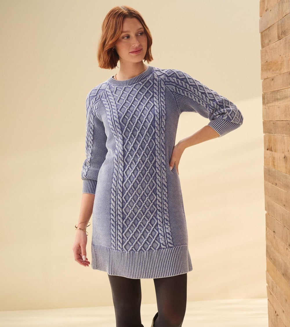 Hatley Dresses | Women Juliet Cable Knit Dress - Bleached Denim