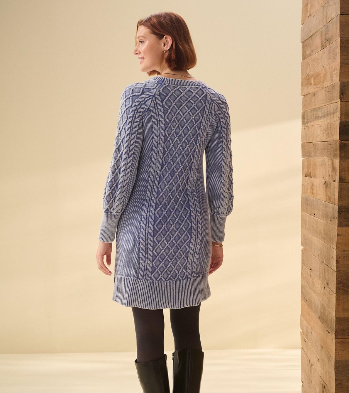 Hatley Dresses | Women Juliet Cable Knit Dress - Bleached Denim