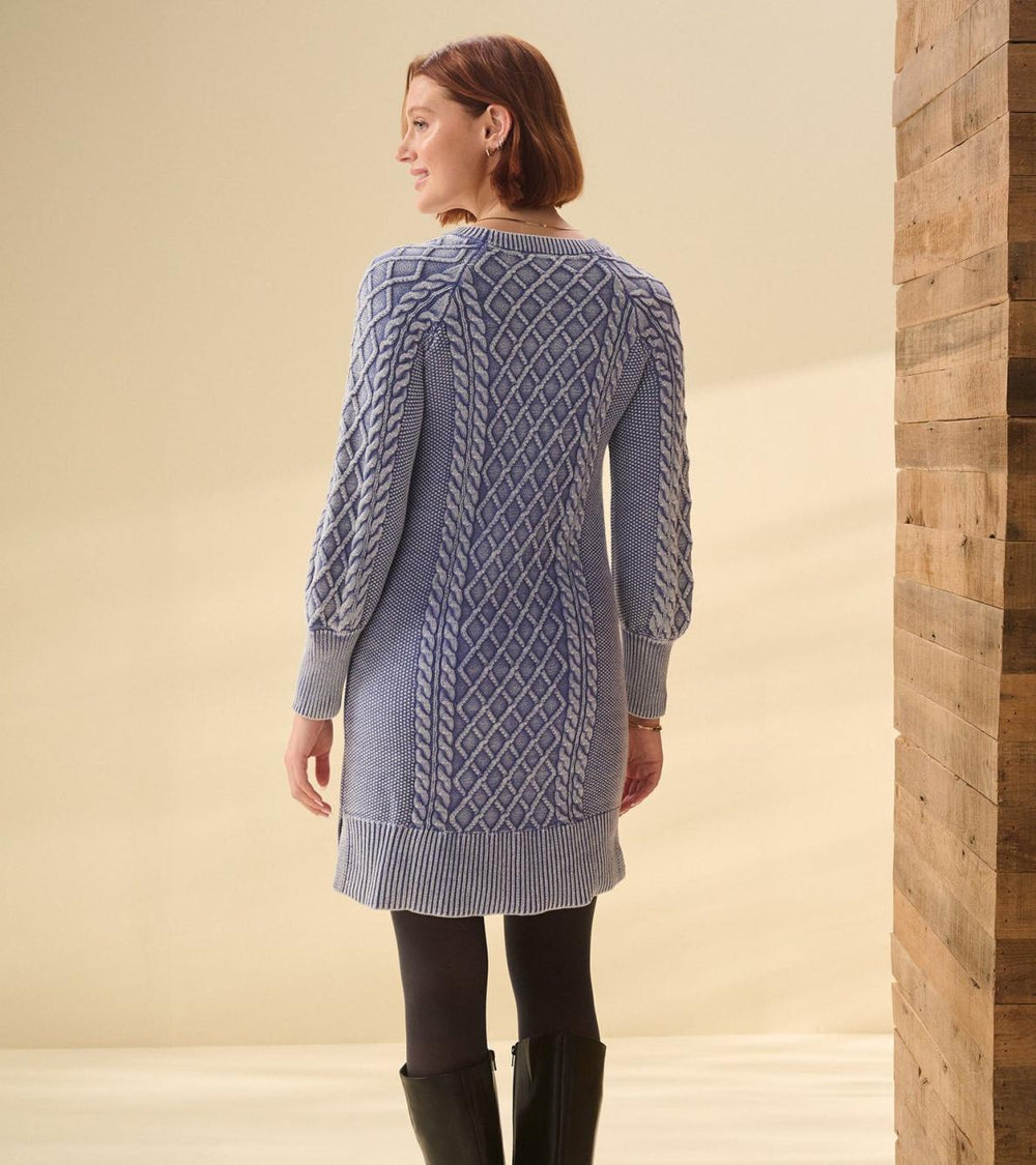 Hatley Dresses | Women Juliet Cable Knit Dress - Bleached Denim