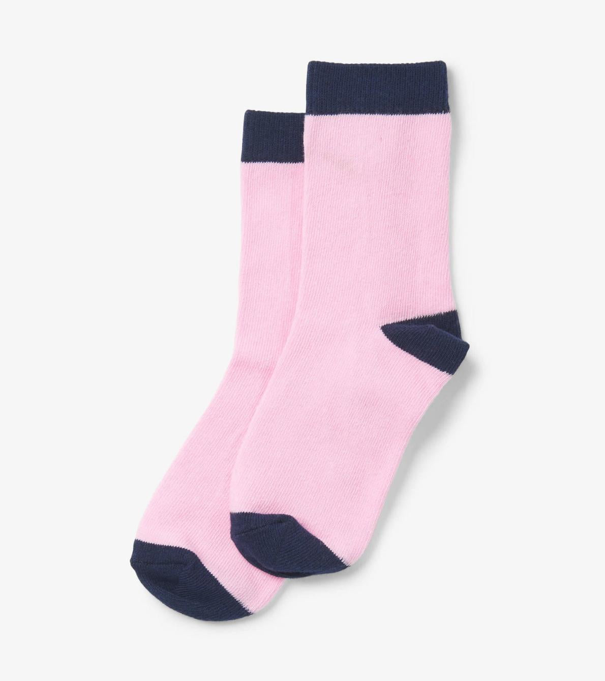 Hatley Footwear | Girls Pink &amp; Navy Crew Socks