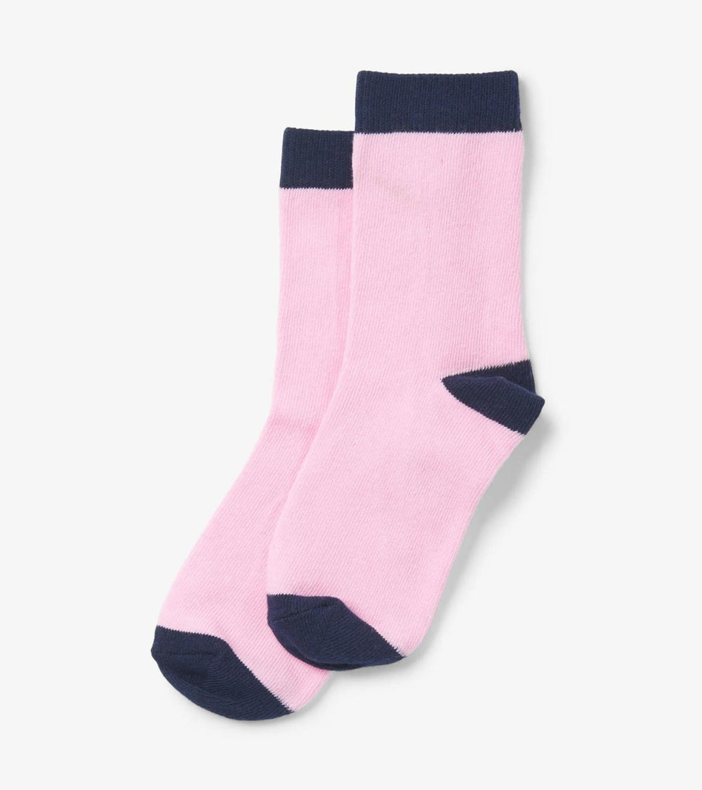 Hatley Footwear | Girls Pink &amp; Navy Crew Socks