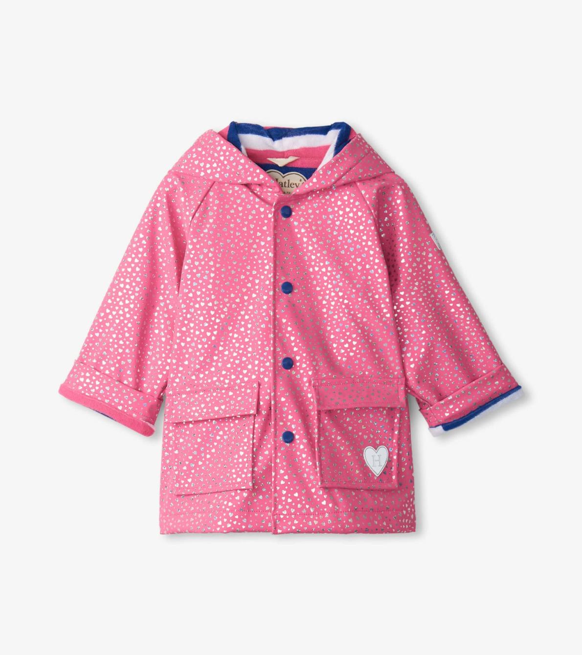 Hatley Rainwear | Baby &amp; Toddler Baby &amp; Toddler Girls Glitter Hearts Button-Up Rain Jacket