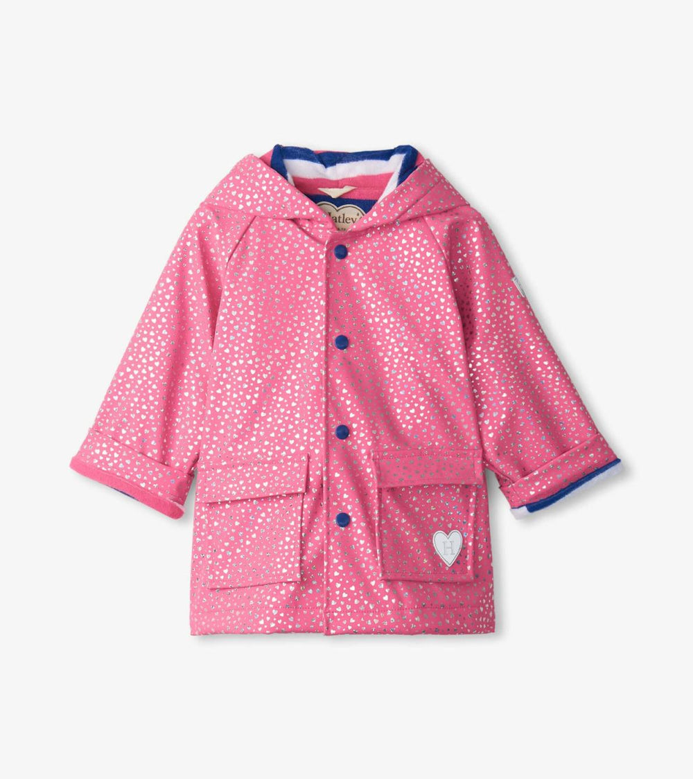 Hatley Rainwear | Baby &amp; Toddler Baby &amp; Toddler Girls Glitter Hearts Button-Up Rain Jacket