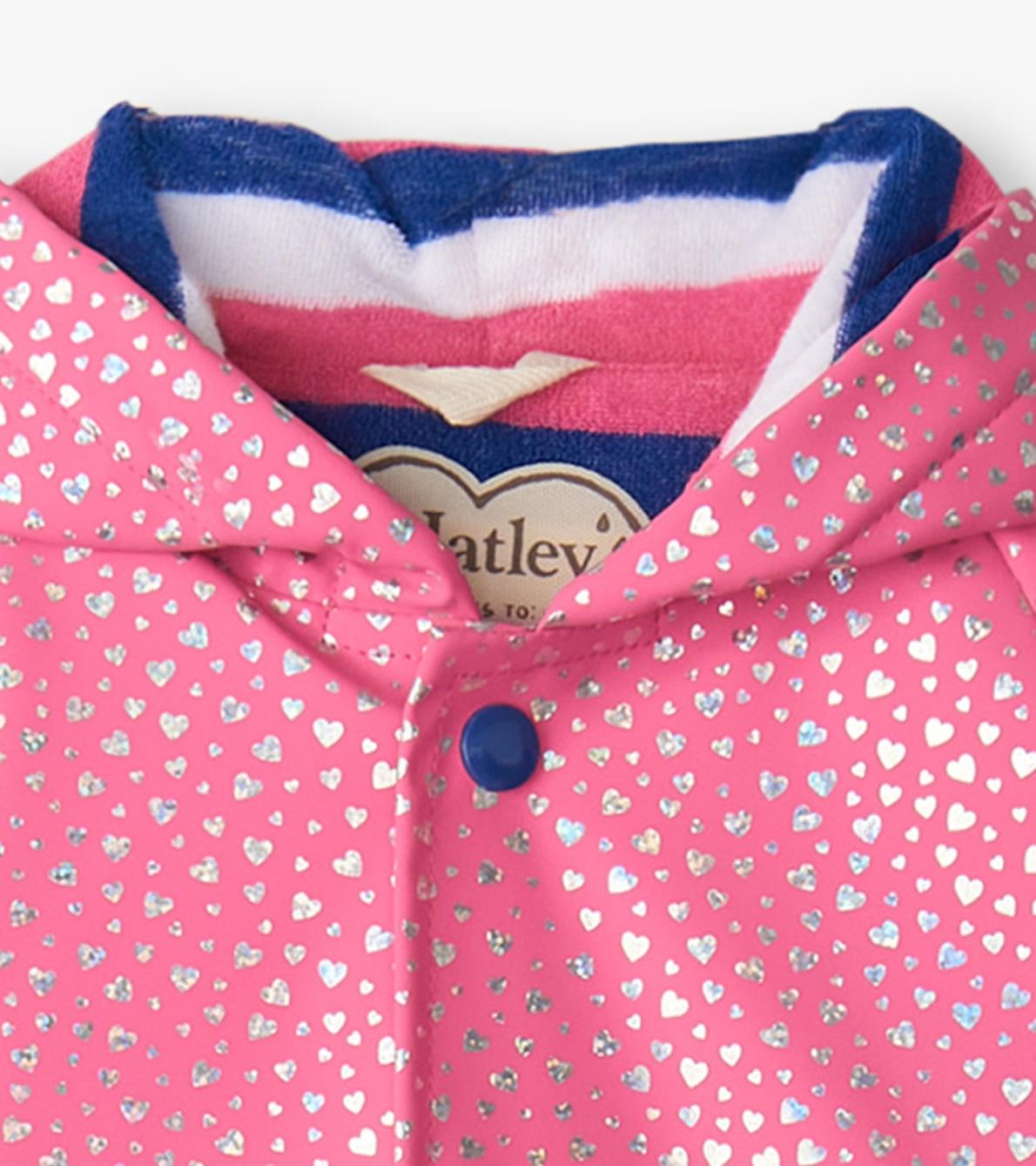 Hatley Rainwear | Baby &amp; Toddler Baby &amp; Toddler Girls Glitter Hearts Button-Up Rain Jacket