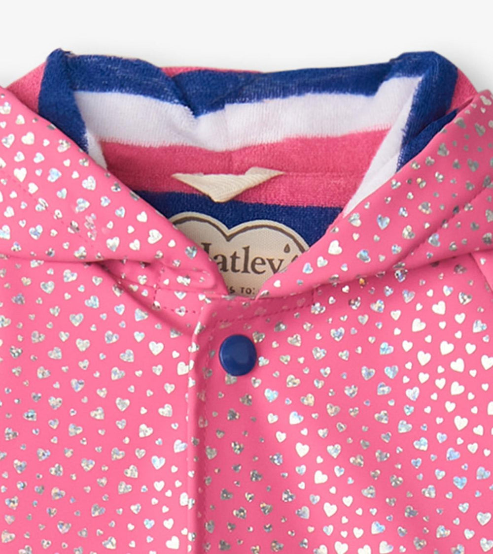 Hatley Rainwear | Baby &amp; Toddler Baby &amp; Toddler Girls Glitter Hearts Button-Up Rain Jacket