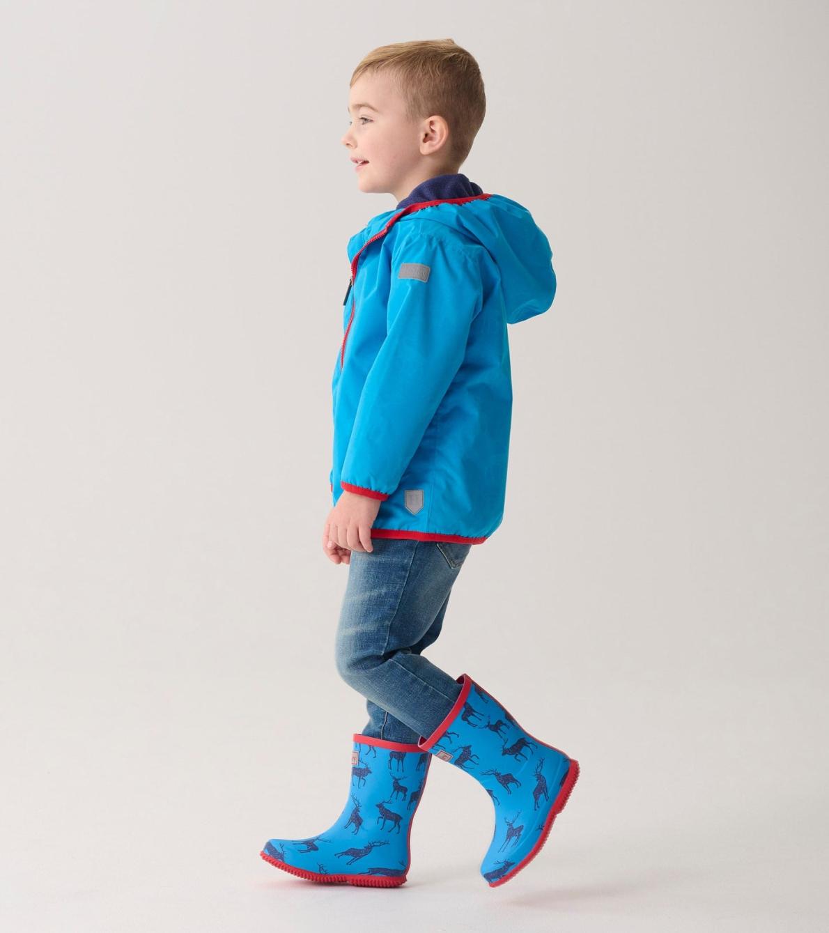 Hatley Rainwear | Boys Boys Blue Elks Zip-Up Lightweight Rain Jacket