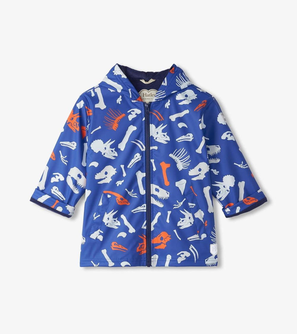 Hatley Rainwear | Boys Boys Dino Fossils Colour Changing Zip-Up Rain Jacket