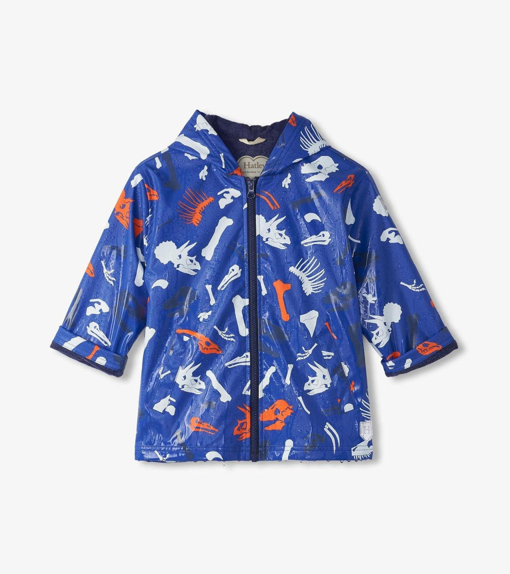 Hatley Rainwear | Boys Boys Dino Fossils Colour Changing Zip-Up Rain Jacket