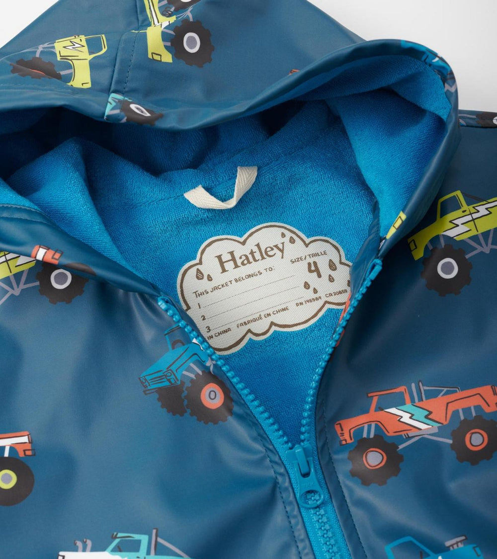 Hatley Rainwear | Boys Boys Monster Trucks Zip-Up Rain Jacket