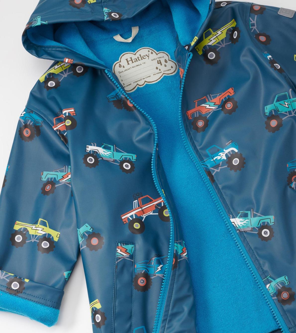 Hatley Rainwear | Boys Boys Monster Trucks Zip-Up Rain Jacket
