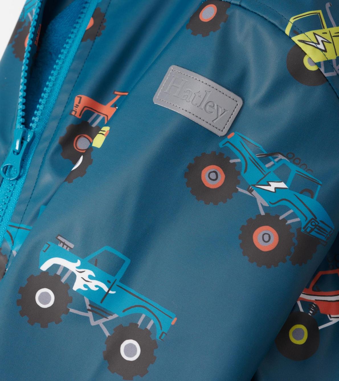 Hatley Rainwear | Boys Boys Monster Trucks Zip-Up Rain Jacket