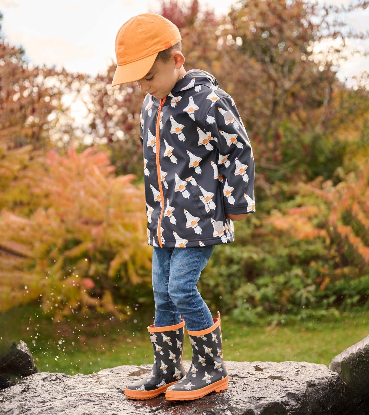 Hatley Rainwear | Boys Boys Space Shuttles Colour Changing Zip-Up Rain Jacket