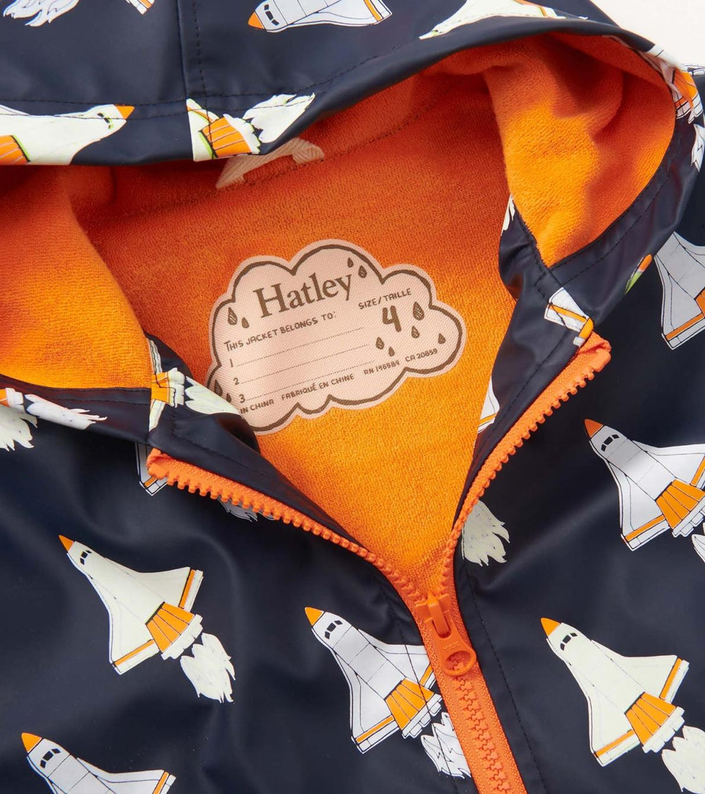 Hatley Rainwear | Boys Boys Space Shuttles Colour Changing Zip-Up Rain Jacket