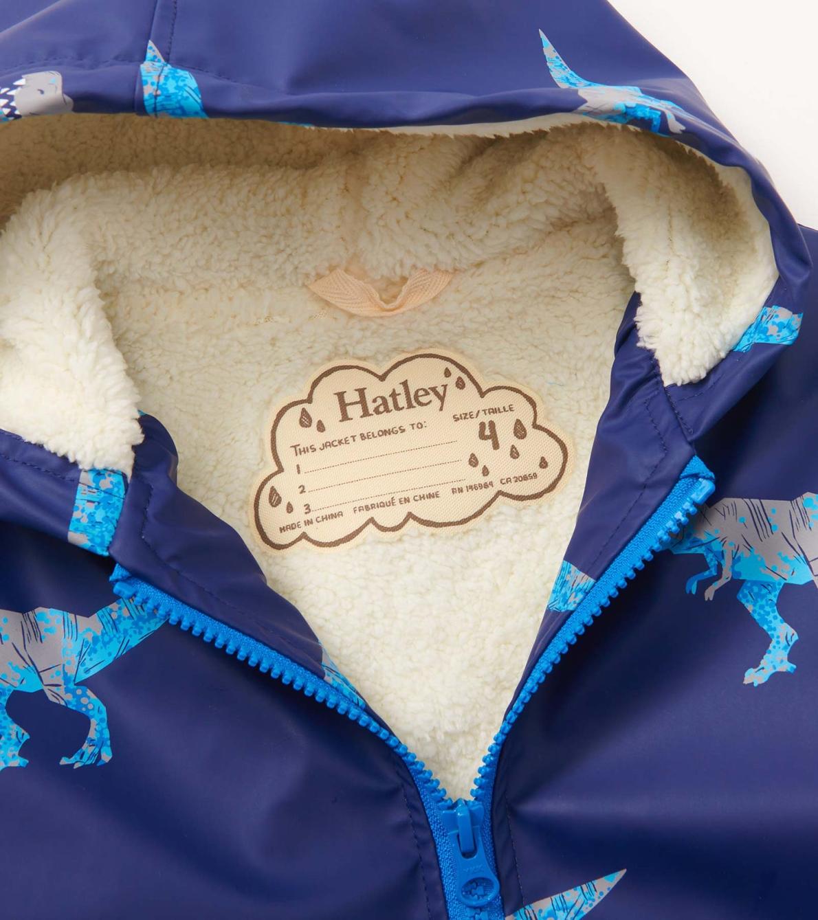 Hatley Rainwear | Boys Boys T-Rex Attack Sherpa Lined Zip-Up Rain Jacket