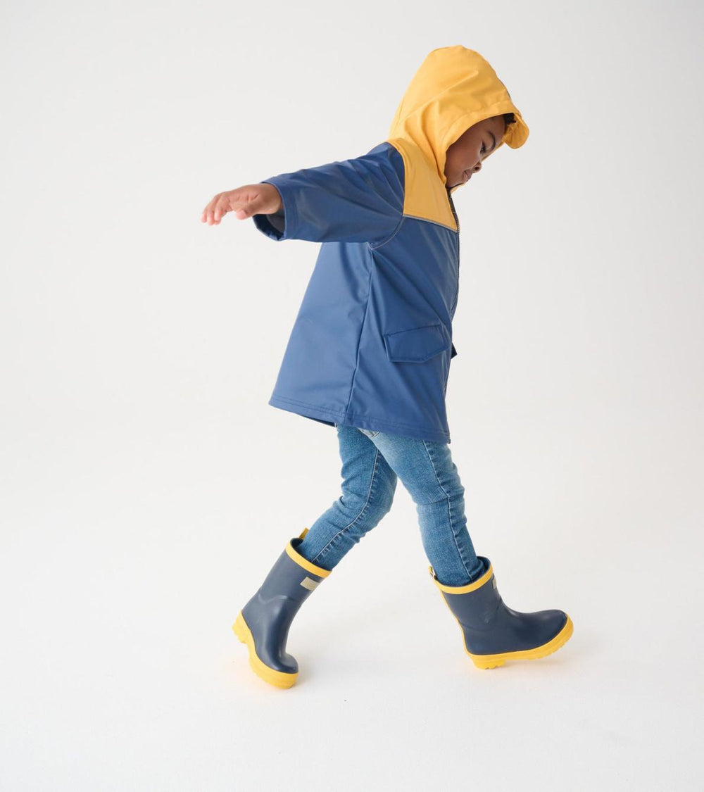 Hatley Rainwear | Boys Yellow &amp; Navy Zip-Up Rain Jacket